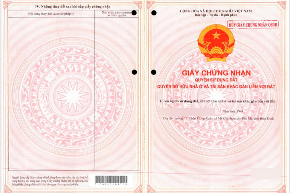 Hơn nửa năm, huyện Phù Mỹ (Bình Định) thu hồi hơn 300 sổ đỏ cấp sai quy định. Ảnh: Dũ Ca