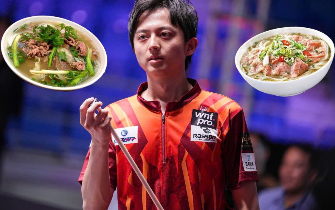 Billiards player Ko Ping Chung loves Vietnamese beef noodle soup. Photo: HNOP