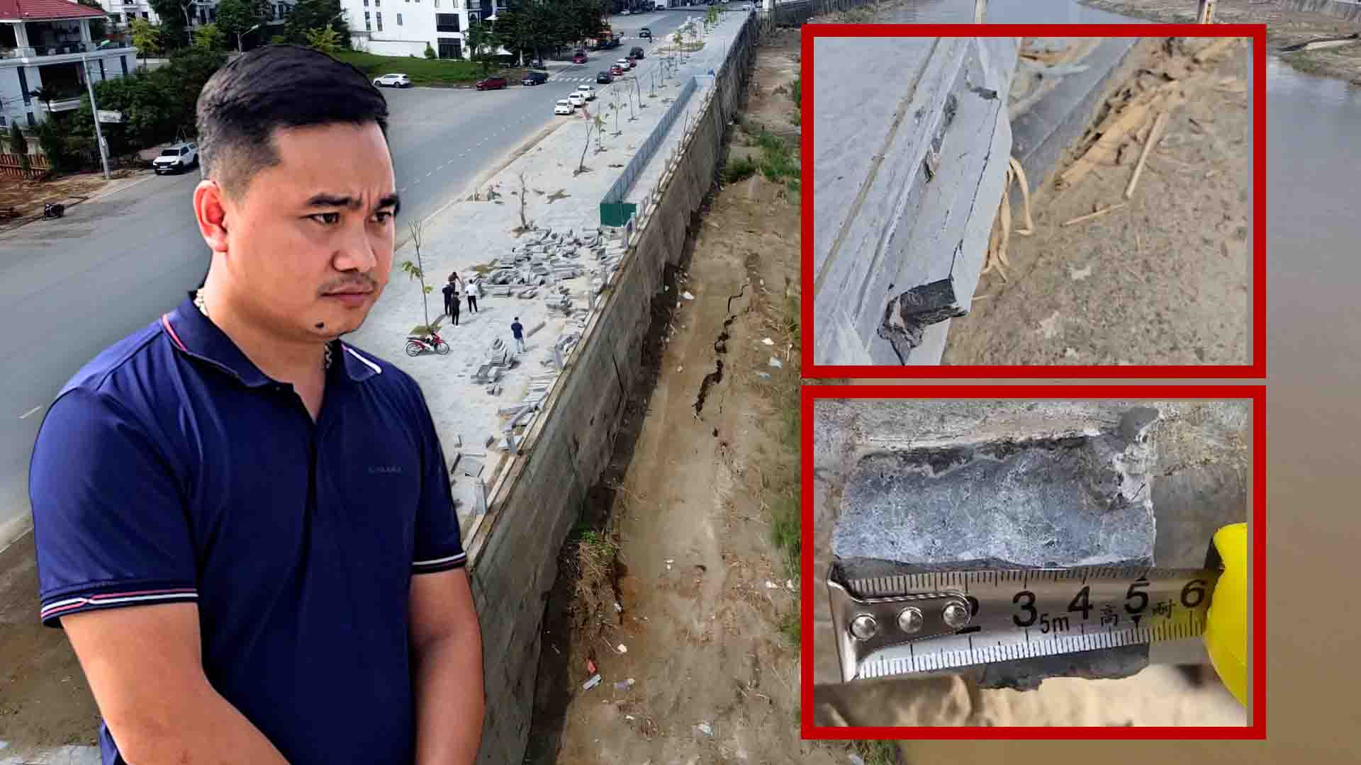 Lan can đá tiền tỉ bên bờ Sông Hồng ở Lào Cai lộ nghi vấn gian dối sau bão số 3