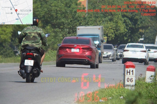 Hình ảnh xe bị phạt nguội ở Thái Bình. Ảnh: Công an Thái Bình