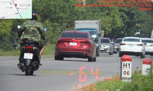 Hình ảnh xe bị phạt nguội ở Thái Bình. Ảnh: Công an Thái Bình