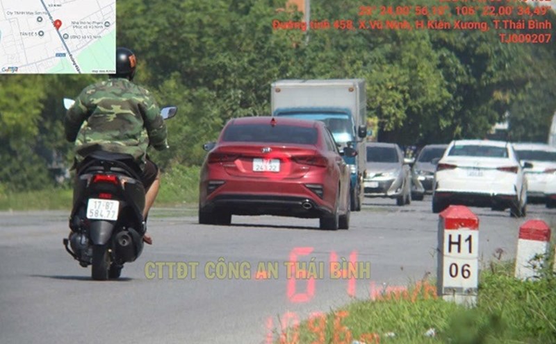 Image of a vehicle being fined in Thai Binh. Photo: Thai Binh Police