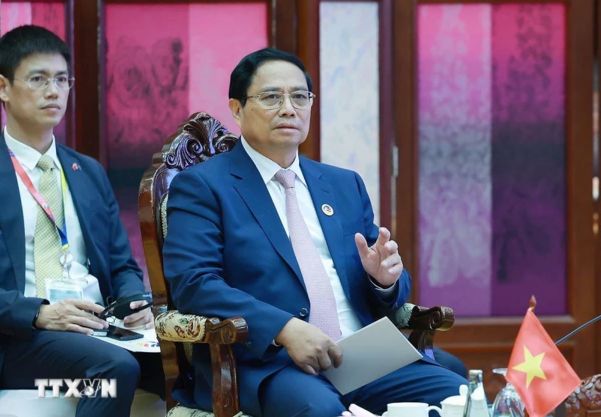 Prime Minister Pham Minh Chinh speaks at the 45th ASEAN Summit Retreat. Photo: VNA