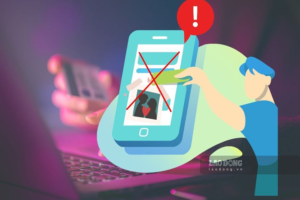 Một cán bộ ở Phú Yên bị kẻ xấu ghép ảnh nhạy cảm, dọa tống tiền. Đồ họa: Hoài Luân