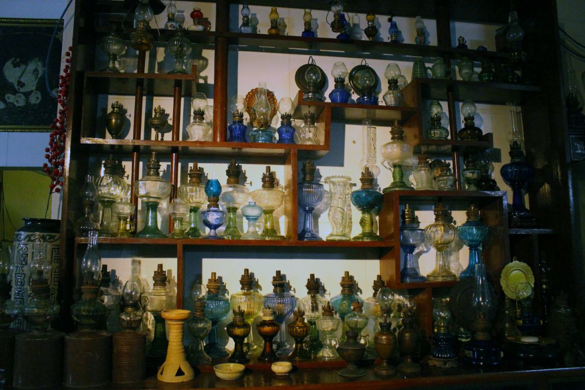 A corner of the collection of old oil lamps. Photo: Luc Tung
