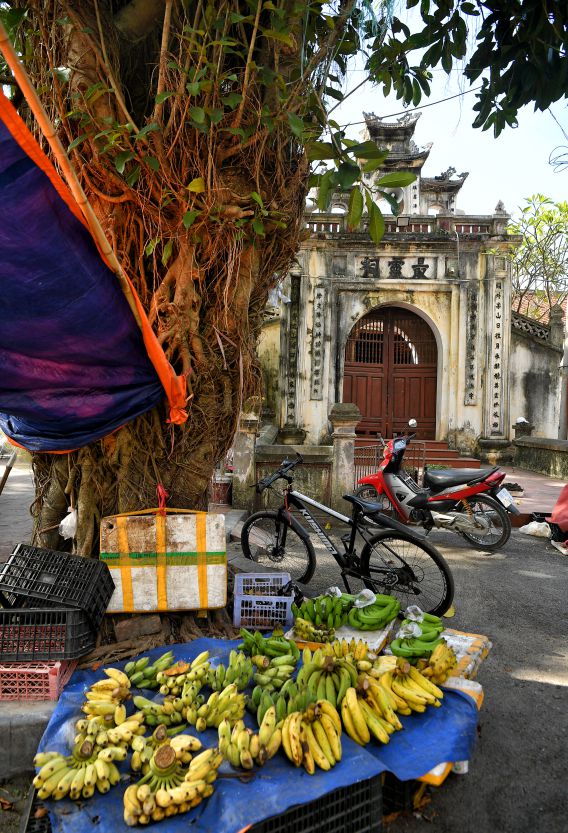 The market is right next to the ancient communal house of Tay Mo village.