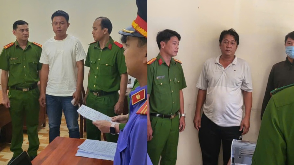 Nguyễn Văn Tiền (áo trắng, bìa trái) đã chuyển nhượng đất rừng phòng hộ ở Phú Quốc. Ảnh: Công an Kiên Giang