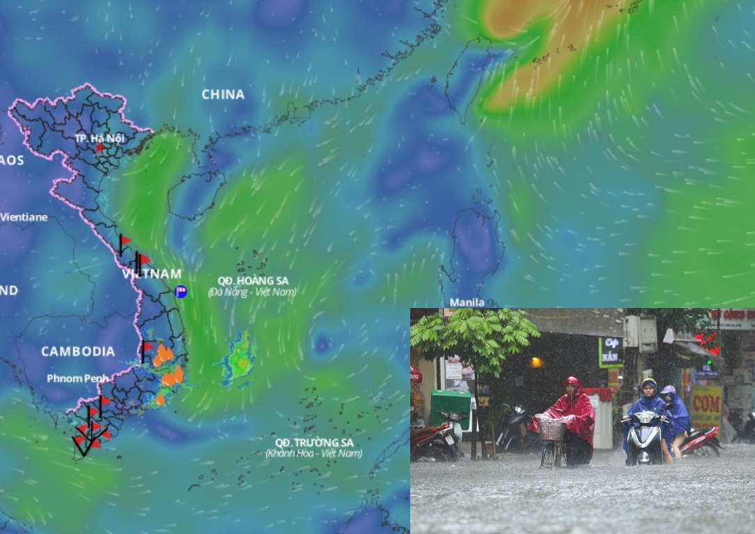A combination of bad weather conditions is about to cause heavy rain in the Central region. Source: Vietnam Disaster Monitoring System/Photo collage: An An
