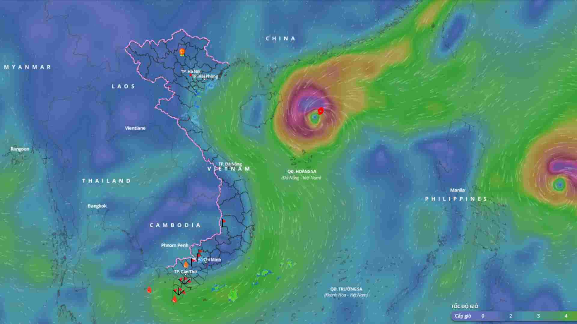 Location of Typhoon Yinxing at 8:00 a.m. on November 9. Source: Vietnam Disaster Monitoring System