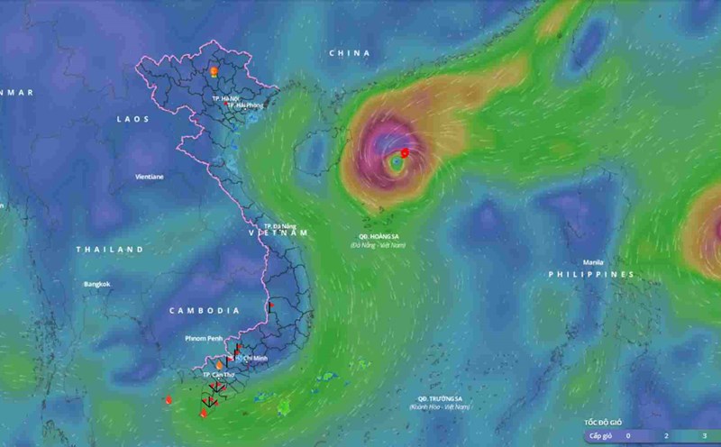 Location of Typhoon Yinxing at 8:00 a.m. on November 9. Source: Vietnam Disaster Monitoring System