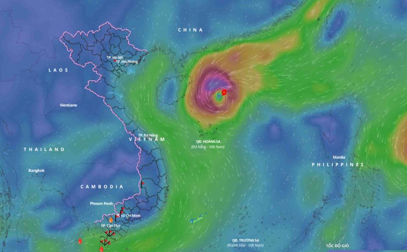 Location of Typhoon Yinxing at 11:00 a.m. on November 10. Source: Vietnam Disaster Monitoring System