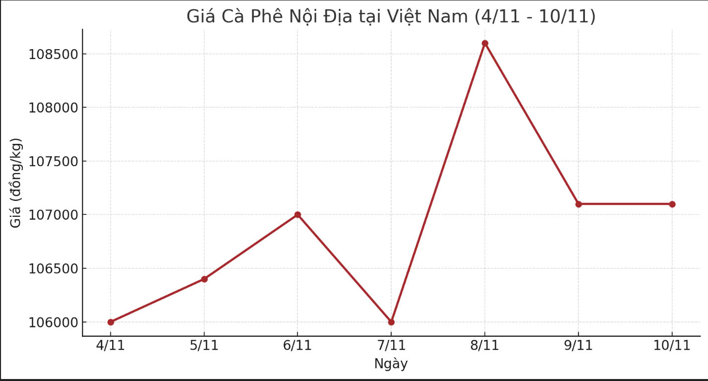 Duong di cua gia ca phe noi dia tuan 4.11-10.11. Anh: Thanh Binh. 