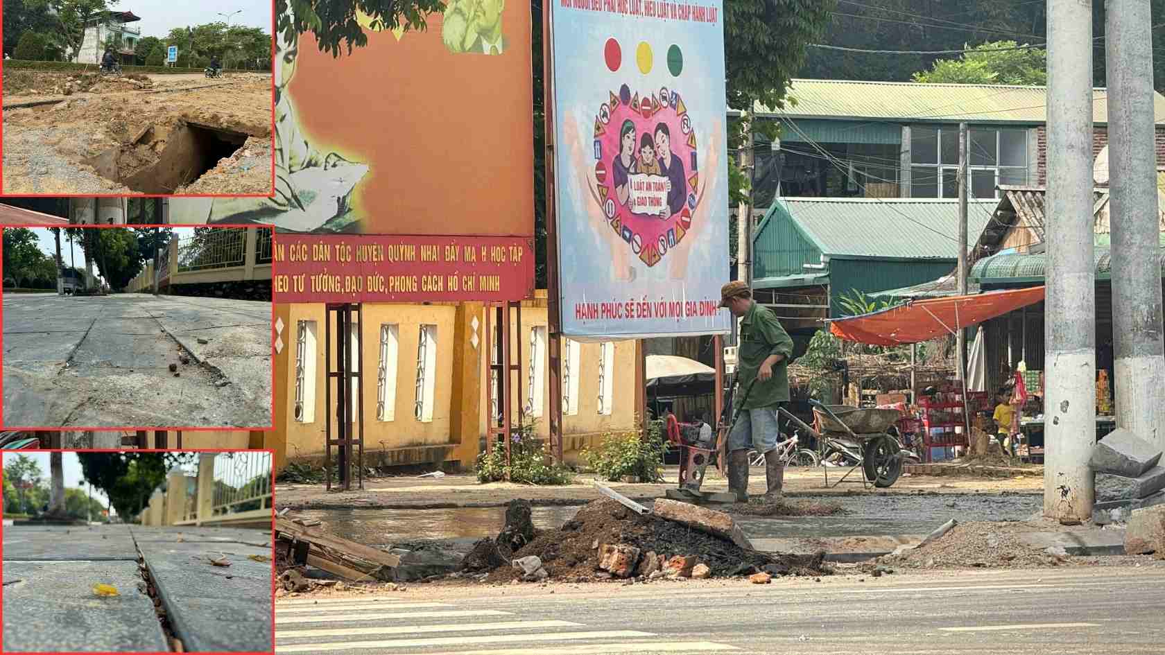 Công trình đón nông thôn mới ở huyện Quỳnh Nhai, tỉnh Sơn La nham nhở. Ảnh: Khánh Linh