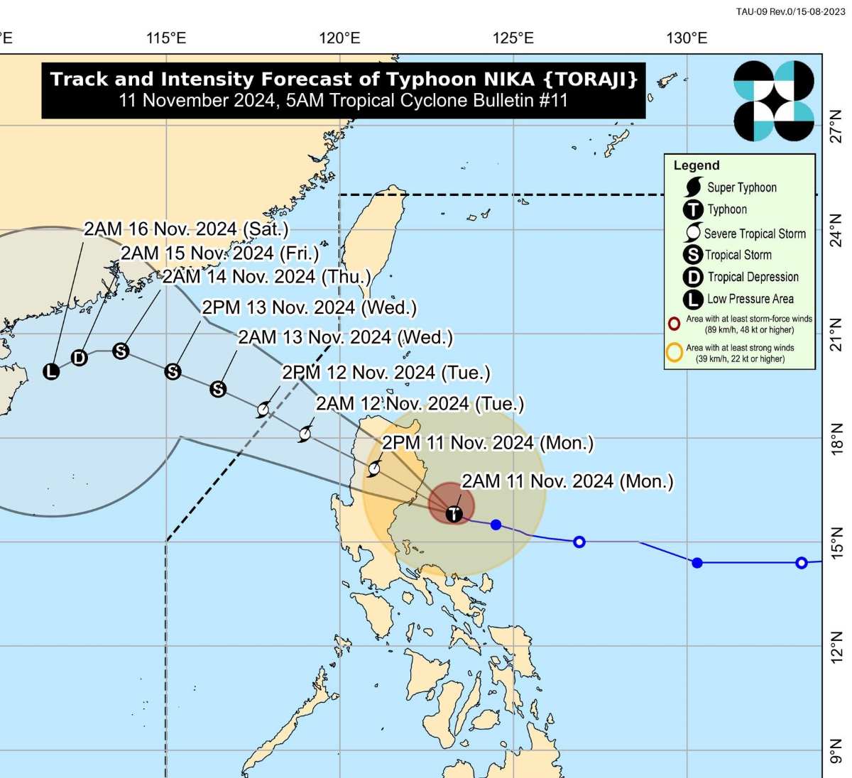 Du bao duong di cua bao Toraji. Anh: PAGASA