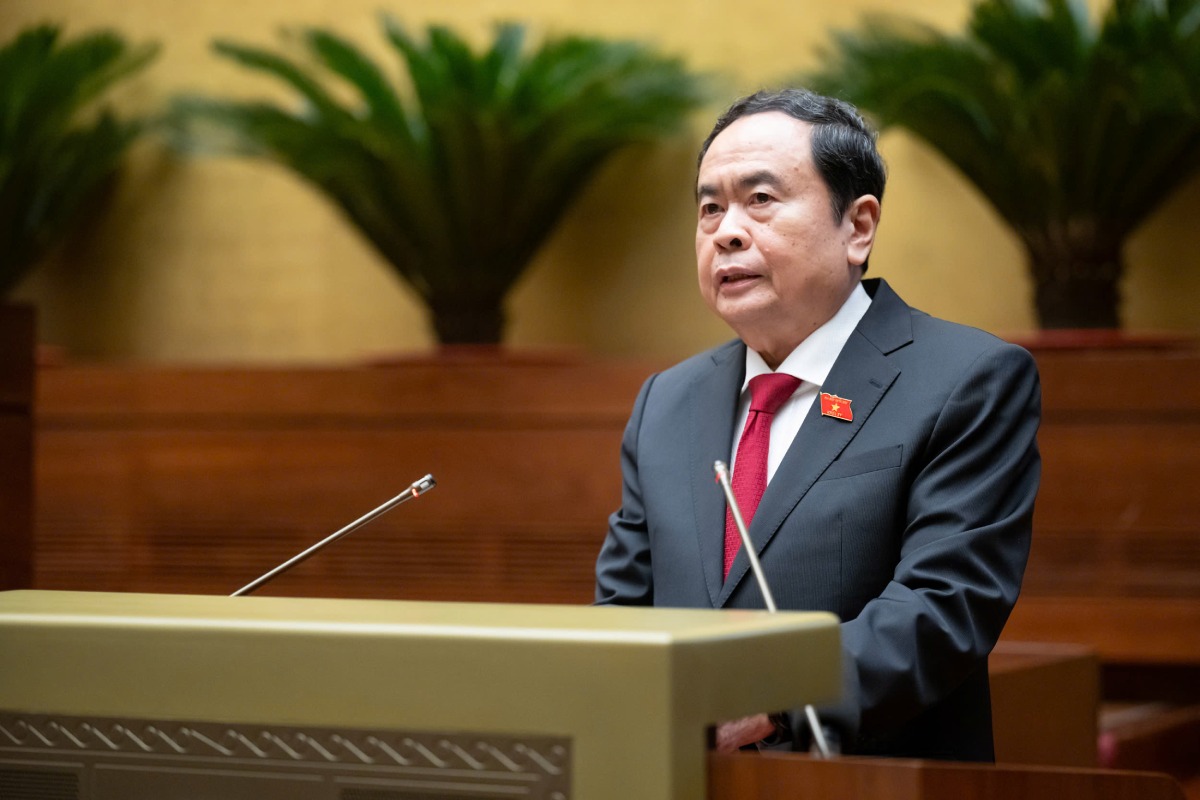 National Assembly Chairman Tran Thanh Man delivers opening remarks at the question-and-answer session. Photo: Pham Thang