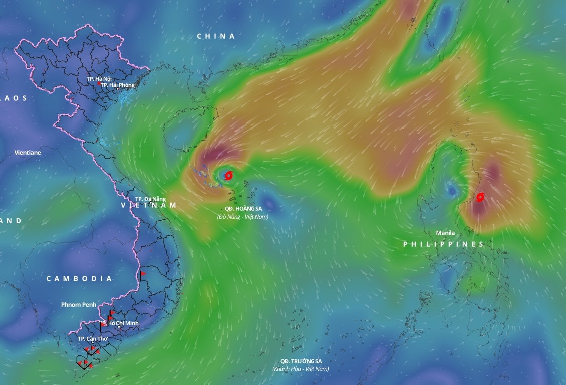 Updated position of storm No. 7 Yinxing in the East Sea at 9:30 a.m. on November 11. Photo: Vietnam Disaster Monitoring System