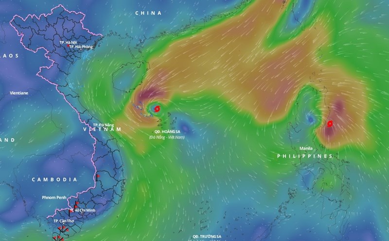 Updated position of storm No. 7 Yinxing in the East Sea at 9:30 a.m. on November 11. Photo: Vietnam Disaster Monitoring System