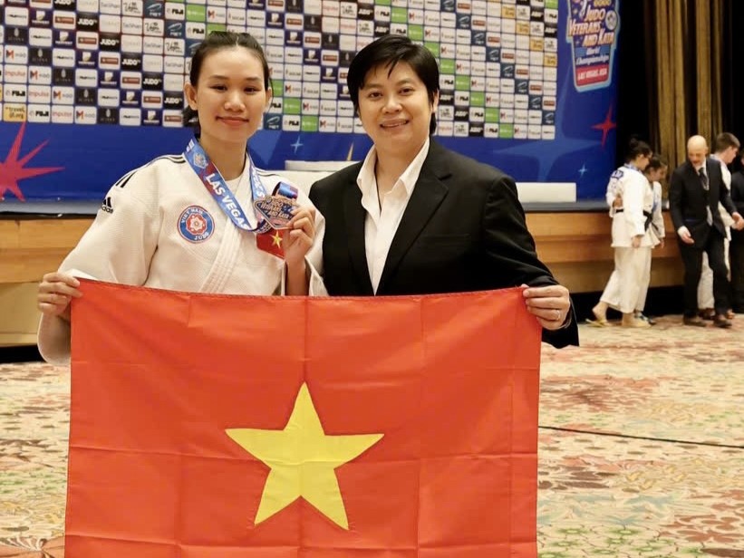 Nữ võ sĩ đội tuyển Bà Rịa - Vũng Tàu giành huy chương đồng tại giải vô địch quyền Judo thế giới năm 2024. Ảnh: SVHTT