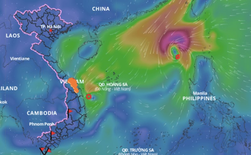 Updated location of storm No. 8 this morning, November 12. Photo: Vietnam Disaster Monitoring System