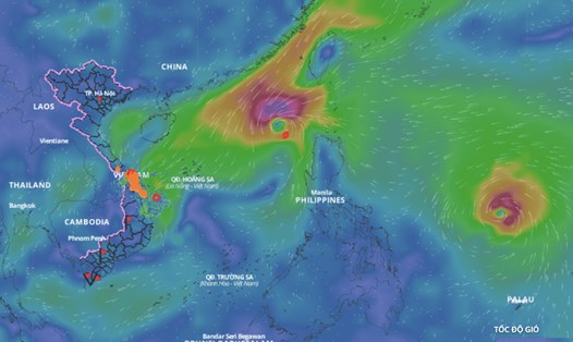 Bão số 8 Toraji đang ở trên vùng biển phía đông khu vực Bắc Biển Đông. Nguồn: Hệ thống Giám sát thiên tai Việt Nam