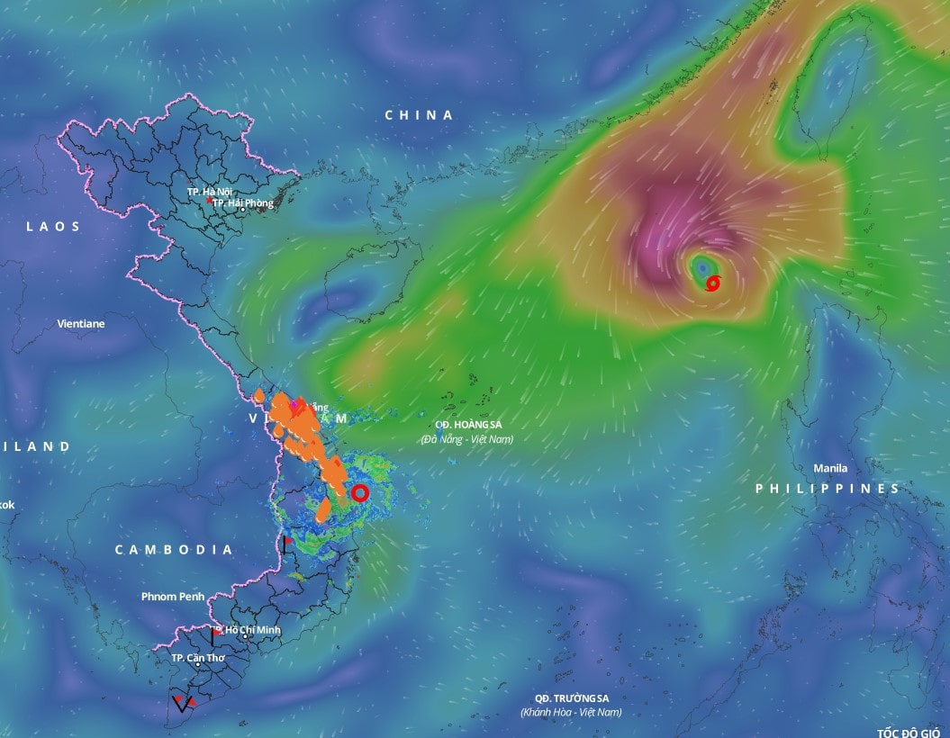 Updated position of storm No. 8 Toraji at 3:00 p.m. on November 12. Source: Vietnam Disaster Monitoring System