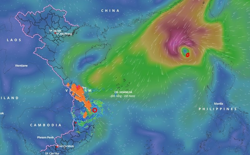 Updated position of storm No. 8 Toraji at 3:00 p.m. on November 12. Source: Vietnam Disaster Monitoring System