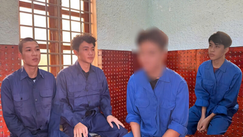 Four suspects arrested for disturbing public order related to murder. Photo: Provided by the police.