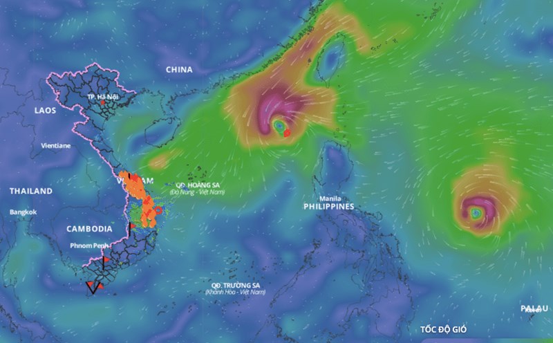 Updated position of storm No. 8 Toraji at 6:00 p.m. on November 12. Source: Vietnam Disaster Monitoring System