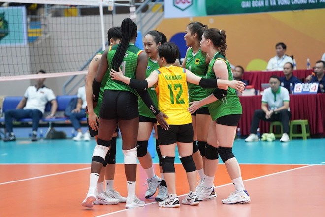 VTV Binh Dien Long An women's volleyball team leads the rankings after 8 matches. Photo: VFV