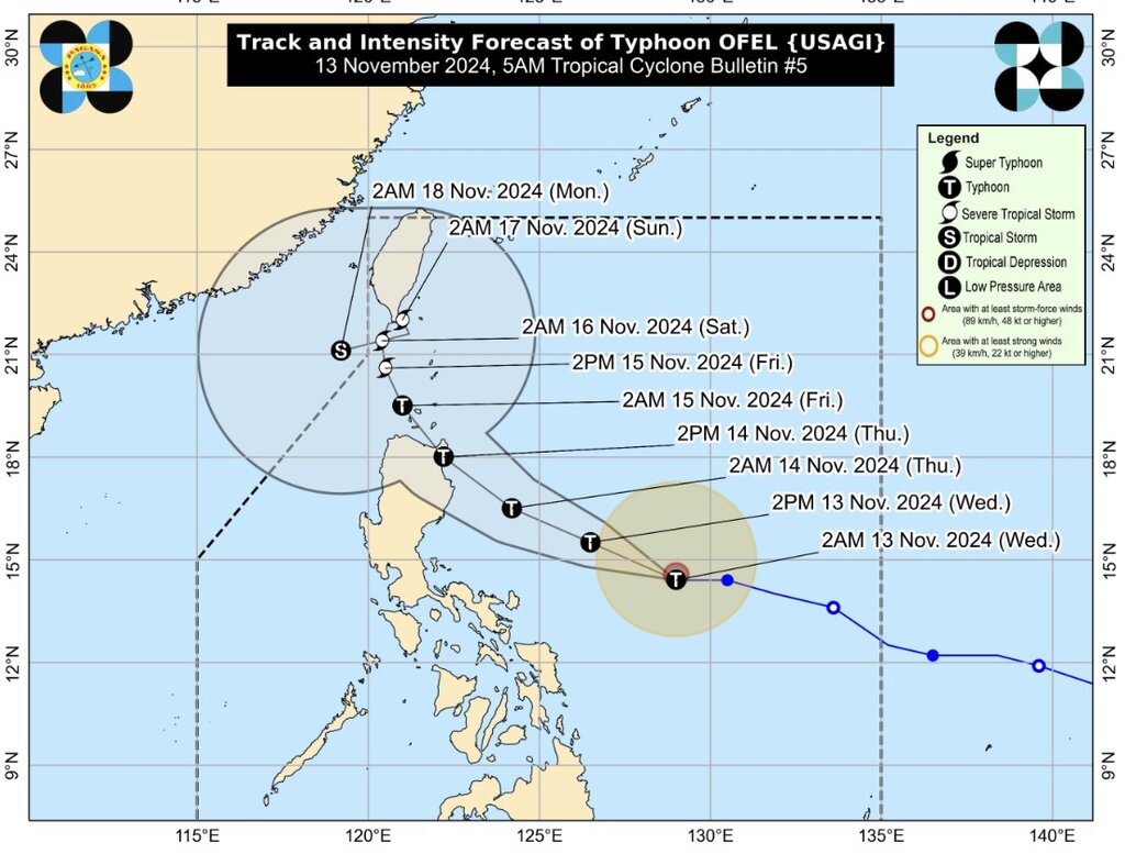 Du bao duong di cua bao Usagi. Anh: PAGASA