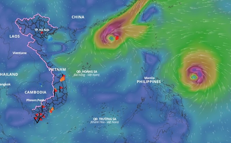 Storm No. 8 Toraji is active in the northeastern sea area of the North East Sea. Photo: VNDMS