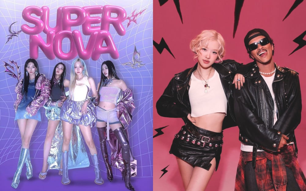 "APT." by Rose and "Supernova" by aespa. Photo: AllKpop.