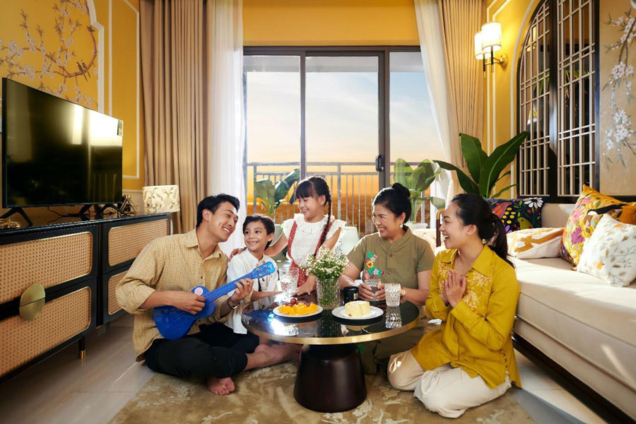 Can ho 3 phong ngu ket noi hoan hao cac thanh vien gia dinh. Anh: Hong Nhung
