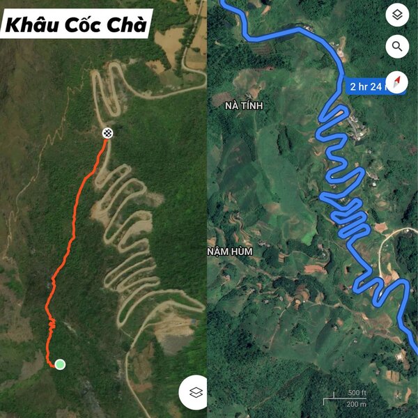 Địa hình đèo Khau Cốc Chà trên google map. Ảnh: Nguyen Khac Chien