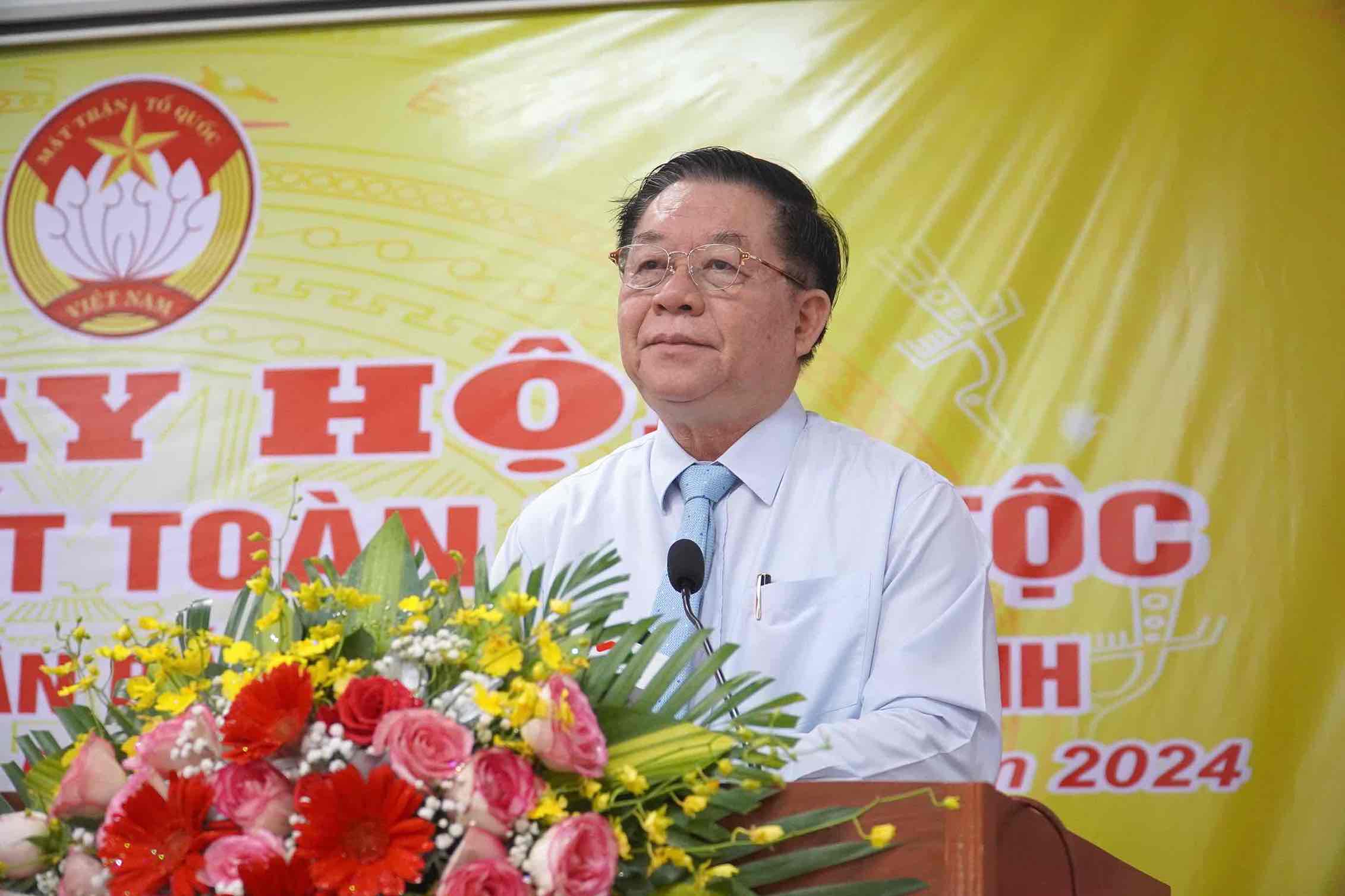 Head of the Central Propaganda Department Nguyen Trong Nghia speaks at the 2024 National Great Unity Day at Tan Bac Hamlet residential area, Binh Minh Commune, Trang Bom District. Photo: HAC