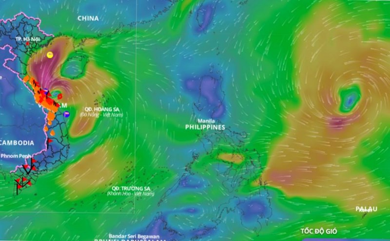 Location of storm Trami on October 27. Photo: Vietnam Disaster Monitoring System
