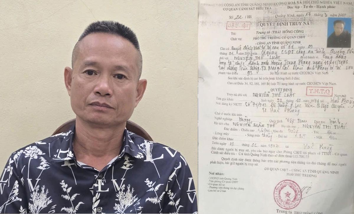 Đối tượng Nguyễn Thế Luật và quyết định truy nã của Cơ quan CSĐT Công an tỉnh Quảng Ninh sau khi đối tượng gây án tại Móng Cái. Ảnh: Công an Quảng Ninh