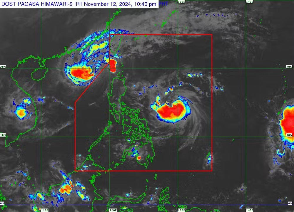 Anh ve tinh chup bao Man-yi trong vung khoanh do, di chuyen tu phia nam dao Guam. Anh: PAGASA