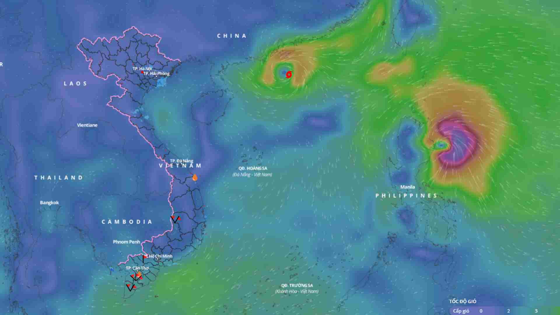Updated position of storm No. 8 Toraji at 8:30 a.m. on November 14. Photo: Vietnam Disaster Monitoring System