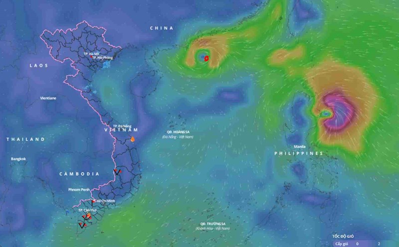 Updated position of storm No. 8 Toraji at 8:30 a.m. on November 14. Photo: Vietnam Disaster Monitoring System