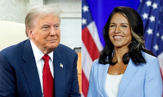 Tổng thống đắc cử Donald Trump và bà Tulsi Gabbard - cựu nghị sĩ Đảng Dân chủ. Ảnh: AFP