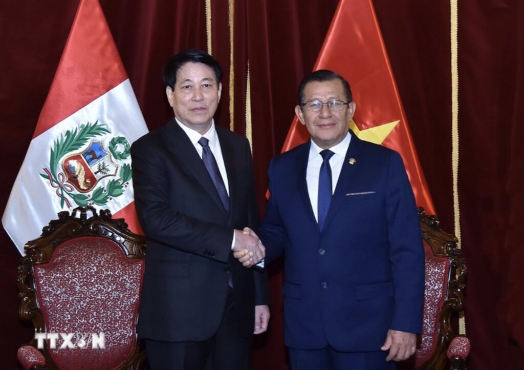 President Luong Cuong meets with President of the Peruvian National Assembly Eduardo Salhuana. Photo: VNA