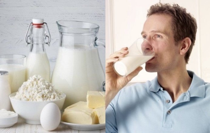 Low-fat milk not only helps reduce uric acid levels in the body but also helps eliminate uric acid through urine. Graphics: Huong Giang