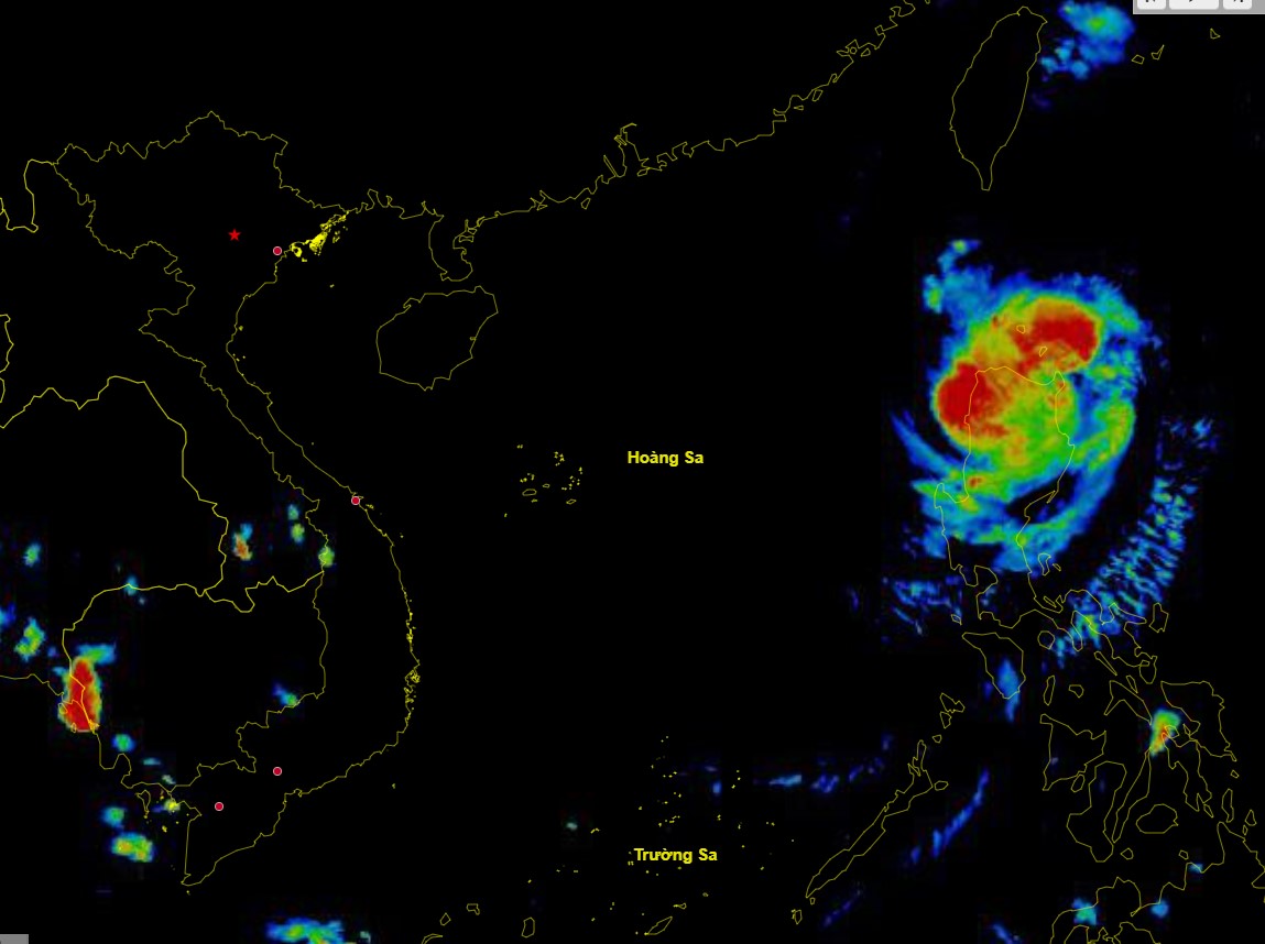 Updated position of storm Usagi at 6 p.m. on November 14. Photo: National Center for Hydro-Meteorological Network