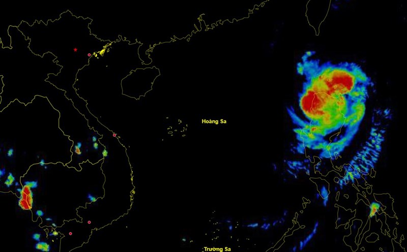Updated position of storm Usagi at 6 p.m. on November 14. Photo: National Center for Hydro-Meteorological Network