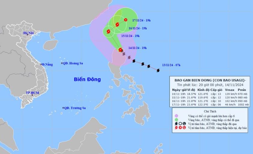 Dien bien bao Toraji. Nguon: He thong giam sat thien tai Viet Nam 