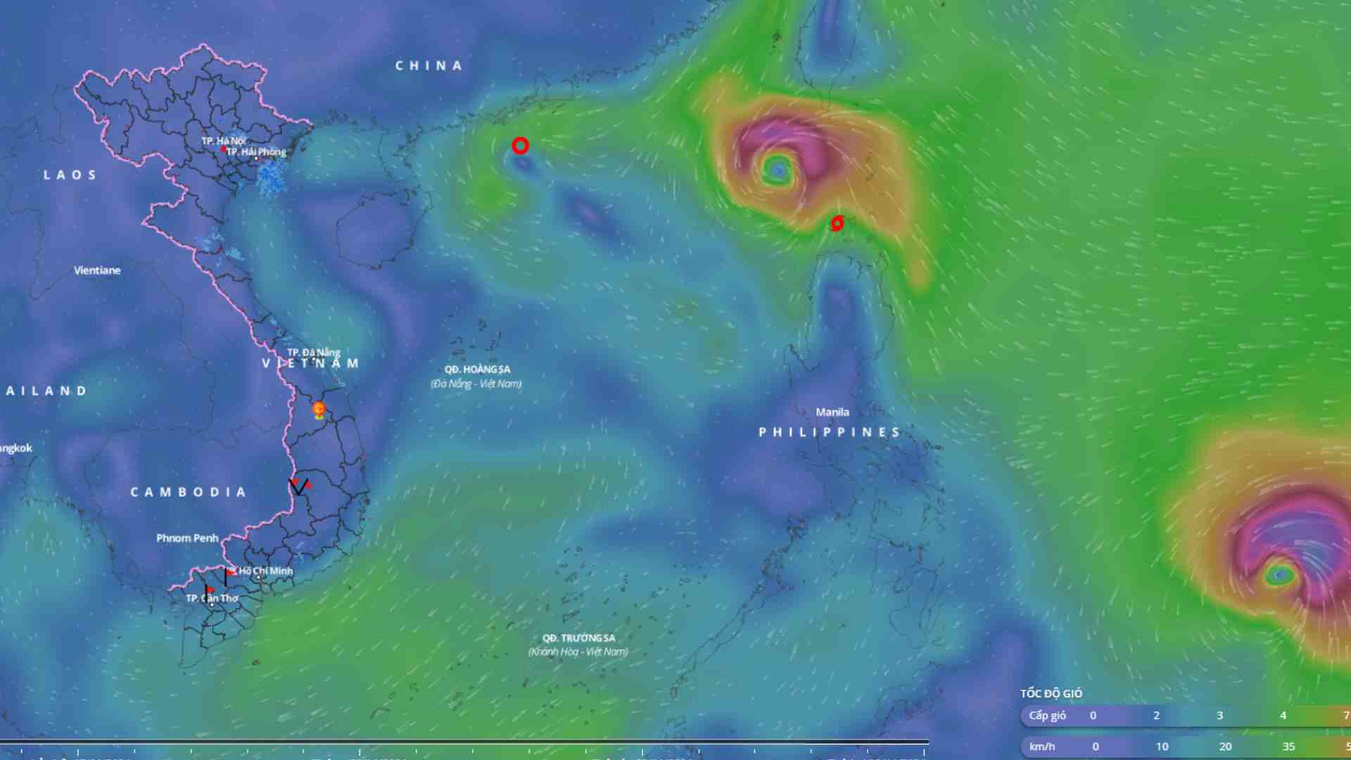 Location of storm Usagi at 8:00 a.m. on November 15. Source: Vietnam Disaster Monitoring System
