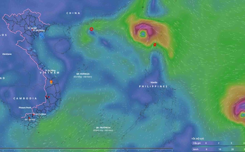 Location of storm Usagi at 8:00 a.m. on November 15. Source: Vietnam Disaster Monitoring System