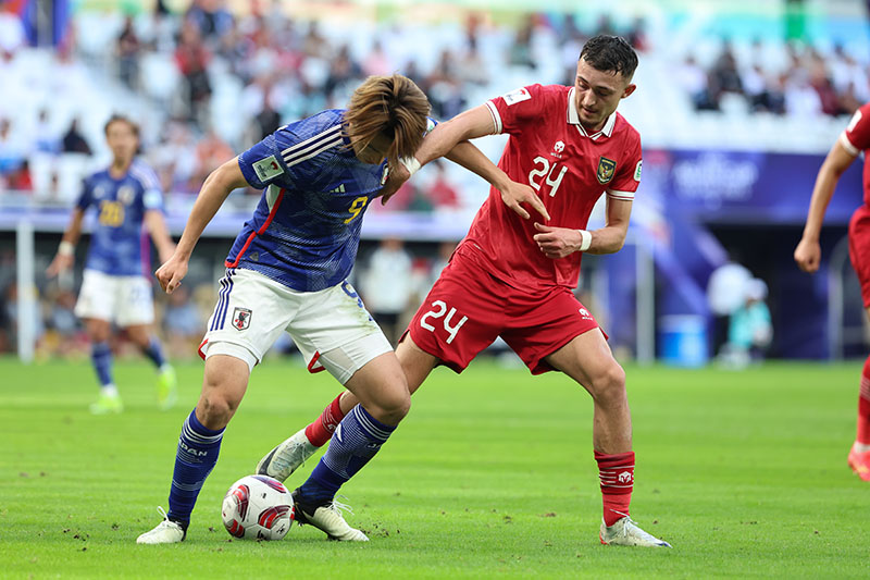 Tuyen Nhat Ban tung thang tuyen Indonesia 3-1 tai Asian Cup 2023, dien ra vao dau nam 2024. Anh: AFC