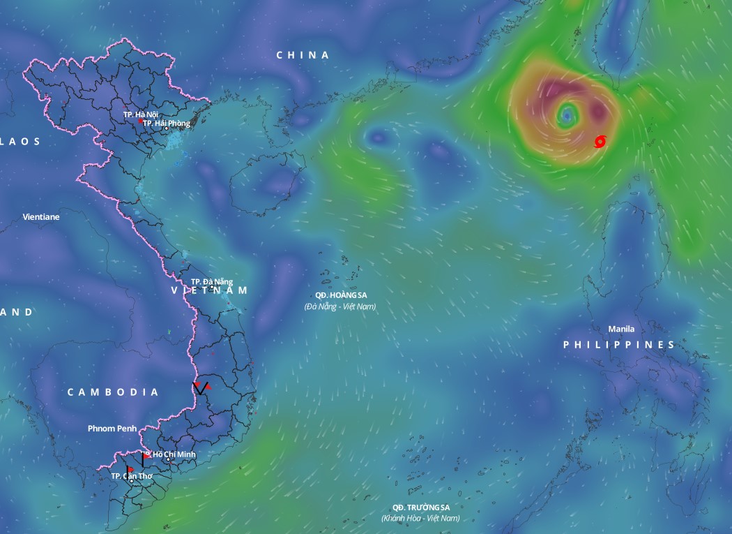 Updated position of storm Usagi at 11:30 a.m. on November 15. Photo: Vietnam Disaster Monitoring System